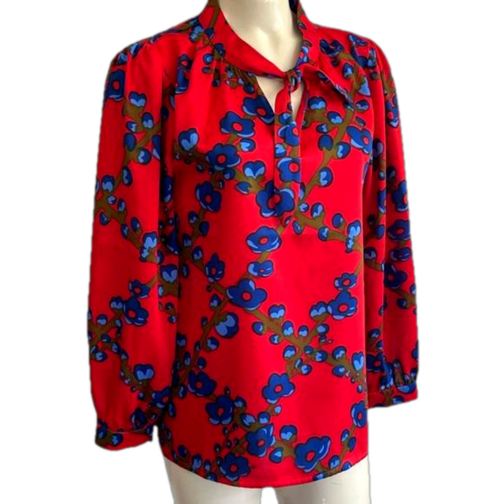 J. Crew collection tie tech lattice floral blouse SMALL ( oversized) style AW676